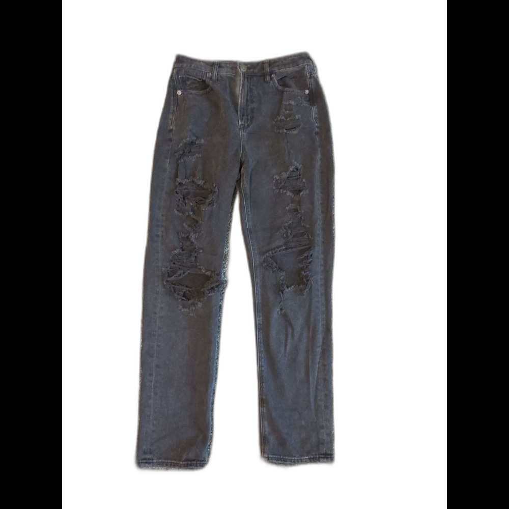 American Eagle Outfitters Black Ripped Mom Jeans